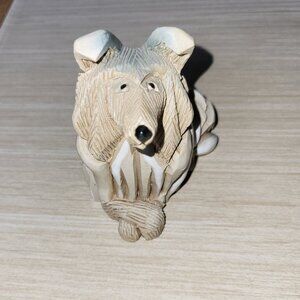 Vintage Artesania Rinconada Collie Dog figurine Handmade Uruguay Ceramic 3" tall